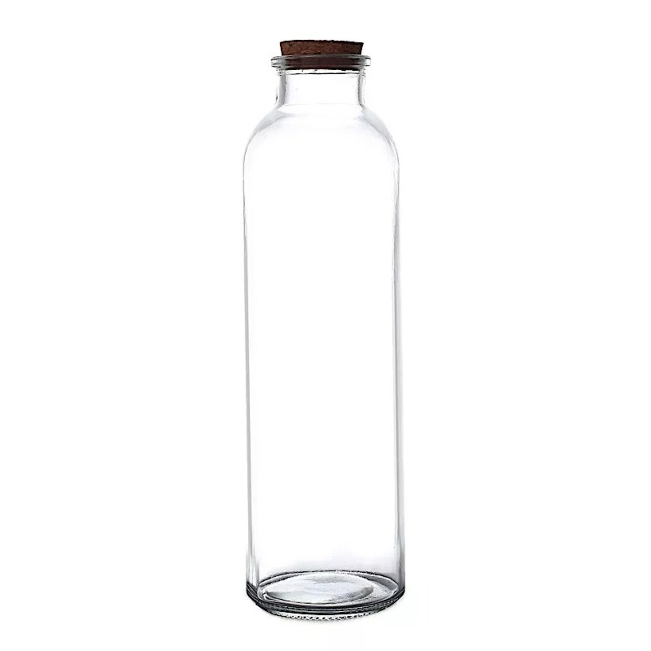 12 Clear 16 oz Round Storage Jars Refillable GLASS BOTTLES Cork Stopper Party
